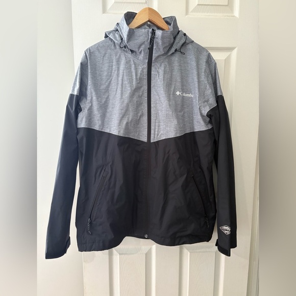 Columbia men’s omni-tech grey black hooded jacket size large mesh lined - Picture 2 of 12